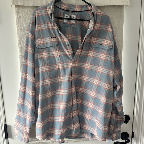 Blue and Pink/Light Red Plaid Men's Shirt - Picture 2 of 3